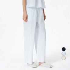 JAJU 女性透氣抽褶寬版九分睡褲棉褲