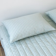 누블 깅엄 체크 워싱 광목 순면 사계절 베개커버