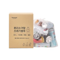 탐사 분리수거 쓰레기봉투 평판 투명 100p, 1개, 60L