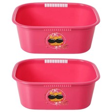 GIMI 吉米 方形塑膠盆, 粉色, 1入, 2組, 2個