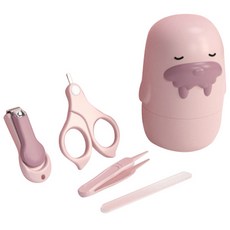 신신살롱 유아용 귀여운 하마 손톱깎이 세트, 핑크, 1세트