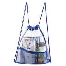 다온셀렉트 클리어 짐색 PVC 수납 워터밤 투명 방수 스트링 가방, 블루