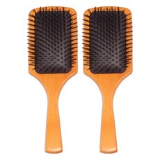 엉클킴 헤어 두피케어 우든 패들 브러쉬, 브라운, 2개