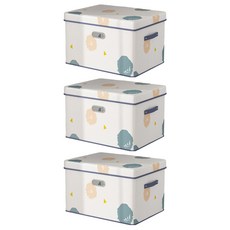小麥購物 圖案掀蓋式收納箱 L2923, 3個, 七里香