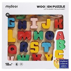 mideer 木質積木拼圖 MD-3307, 字母, 1盒
