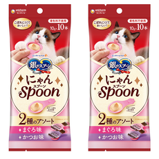 유니참긴노스푼 고양이 냥스푼 습식 간식 10개입, 혼합맛(참치/가다랑어), 100g, 2개 혼합맛(참치/가다랑어), 100g, 2개