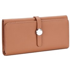 LIKEHOUSE 真皮頭層牛皮12卡位抽繩開口女士長夾, 肉桂粉, 長 19 x 高 10 x 厚 2.5cm