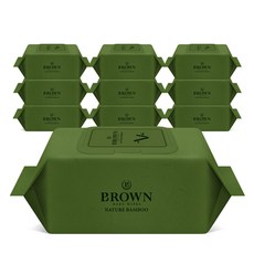 브라운 네이처 밤부 아기물티슈 캡형, 73g, 70매, 10개