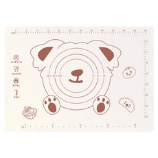 SUNORO 帶刻度矽膠止滑 加厚不粘防滑 耐高溫可消毒烘焙墊 米色哢叭熊, 1個