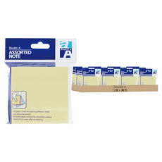 Double A 可再貼便條紙 76 x 76mm, 混色顏色, 12個, 1盒
