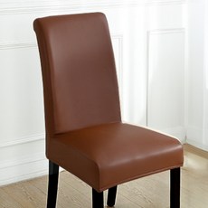 하늬통상 모노 가죽 식탁 의자 커버, 1개, 브라운