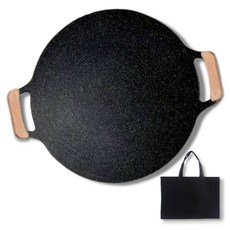 露營木柄烤盤 + 專用收納袋組合 大, 1個, 黑色