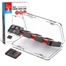 JOYTRON Nintendo Switch 2磁吸式12合1遊戲卡收納殼組, 1套, SW2-CARRY06, 透明 + 黑色
