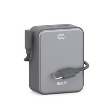 SKY 필 큐브 10000mAh PD QC 22.5W 고속충전 LCD잔량표시 대용량 미니 보조배터리 케이블 C타입, 그레이, SKY-A10
