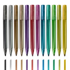 DADA 金屬珠光馬克筆 筆型 12種套組, 1套, 12色