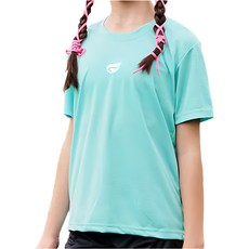 GIAT 吉亞特 兒童盾形輕量排汗短袖上衣 - 100%聚酯纖維 台灣製 雙層領口設計, 10, 湖水藍