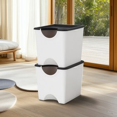 플라팜 에코홀릭 분리수거함 30리터 2단, 화이트, 2개