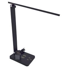 升級版折疊式LED柔光護眼檯燈 Qi無線充電款 多段亮度色溫可調 USB充電孔, 黑色