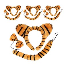 LivingDA 老虎造型髮箍組 髮箍+尾巴+領結, 混色, 4套