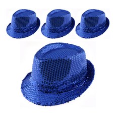 派對工具 亮片紳士帽, 藍色, 4個