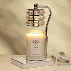 Candle Department Store 人氣蠟燭禮盒套組 Lucid Candle Warmer+大號大豆蠟燭750g套組青檸羅勒柑橘, 4, 銀（白）