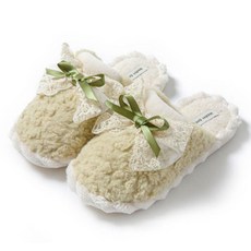 EVER HOUSE 柔軟蕾絲蝴蝶結室內拖鞋, 1個, 綠色