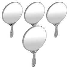 CHILSUNG GS公主風圓形手持鏡 小型, 銀色, 4個