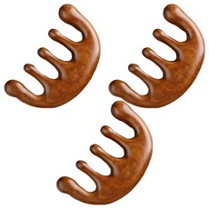 Holmes Pick 原木頭皮按摩刮痧板, 棕色, 3個