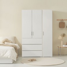 데코파인 루체플러스 800 서랍옷장 + 400 선반장 세트 방문설치, 화이트