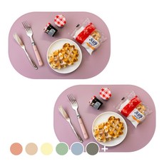 로흐야 국산 라운드 실리콘 식탁매트2P, 라벤더핑크, 435 x 285 mm