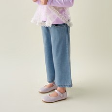 MARI N MORI 兒童蝴蝶結鬆緊帶寬版牛仔褲