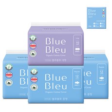 Blue Bleu 蝶翼型超薄衛生棉 大型 10片+中型 12片 3包+中型 2片, 1組