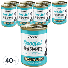 코들 강아지 캔, 닭고기와 씨푸드, 400g, 40개