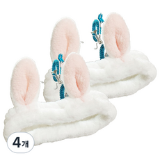 Nanli Sisters 兔子耳朵洗臉髮帶, 4個, 白色