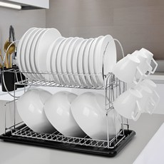 포르 2단 스테인리스 식기건조대 43 x 23 x 36.5 cm, 실버, 1개