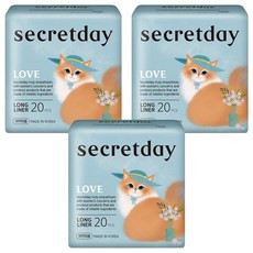 secretday 韓國原裝進口 Love系列 護墊, 加長型 18cm, 20片, 3包