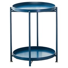 北歐風雙層碳鋼折疊小茶几 FT-009B, 藍色, 雙層收納, 簡約設計, 1個
