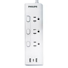 PHILIPS 飛利浦 3開3插 3.4A 2USB + Type C 延長線 CHP4736WA/96, 1.8m, 白色, 1個