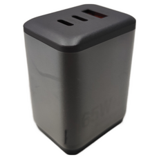 POLYWELL 寶利威爾 65W三孔PD快充頭 雙C + USB充電器 GaN氮化鎵 BSMI PW15-T05-A102, 槍灰色, 1個