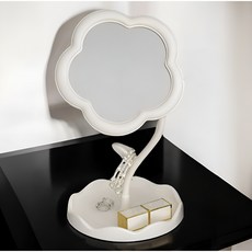 비타벨로 360도 회전 각도조절 스탠드 화장대 탁상거울 플라워, 화이트