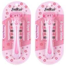 여성용 티지 6중날 제모 일회용 면도기 + 면도날 3p 세트 핑크, 2세트