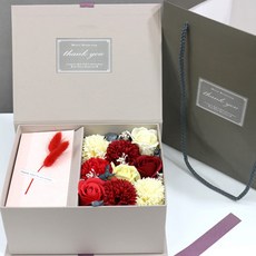 Dau E&J假花Iberis永生花肥皂零錢盒+購物袋, 灰盒+紅