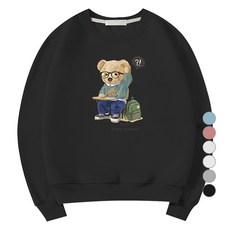 ILLUSO 男女通用 學生熊柔軟特選雙面棉質大學T