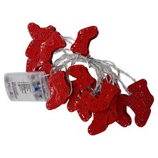 好物良品 LED聖誕節可愛造型金屬裝飾燈串 聖誕襪造型 USB/電池供電, 紅色, 1組