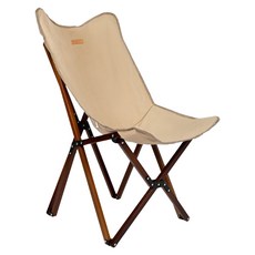 山之客 黑櫸木蝴蝶椅子 SZK374 小 米色 戶外露營便攜折疊椅 櫸木骨架 舒適椅面, 1個