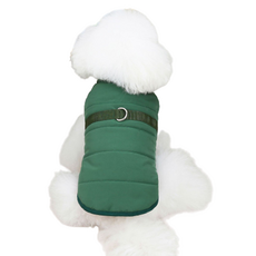 狗狗D型環輕量內刷毛連身背心, 綠色