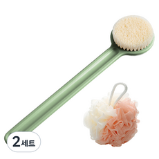 블랙조인 각질 제거 바디브러쉬 + 샤워볼 세트, 그린(바디브러쉬), 샤워볼(랜덤발송), 2세트