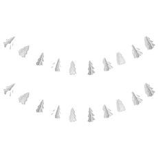 WARM HOUSE DECOR 暖&和家居 超可愛小聖誕樹掛旗 10顆樹掛旗 2.5m長 紙材質, 銀色, 2個