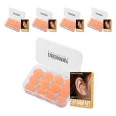 이어대미 수면 소음 차단 실리콘 귀마개 오렌지, 5개, 12개입