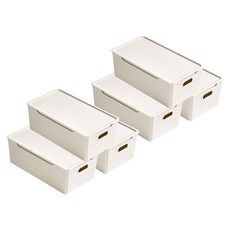 EASY&FREE 舒適生活收納盒, 白色花朵，小號(31.8 x 17.7 x 11 cm）, 6個